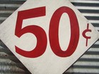 VINTAGE 50 CENTS CARNIVAL GAME WOOD SIGN AMUSEMENT PARK FREAK SHOW ADMISSION WIN — photo 2