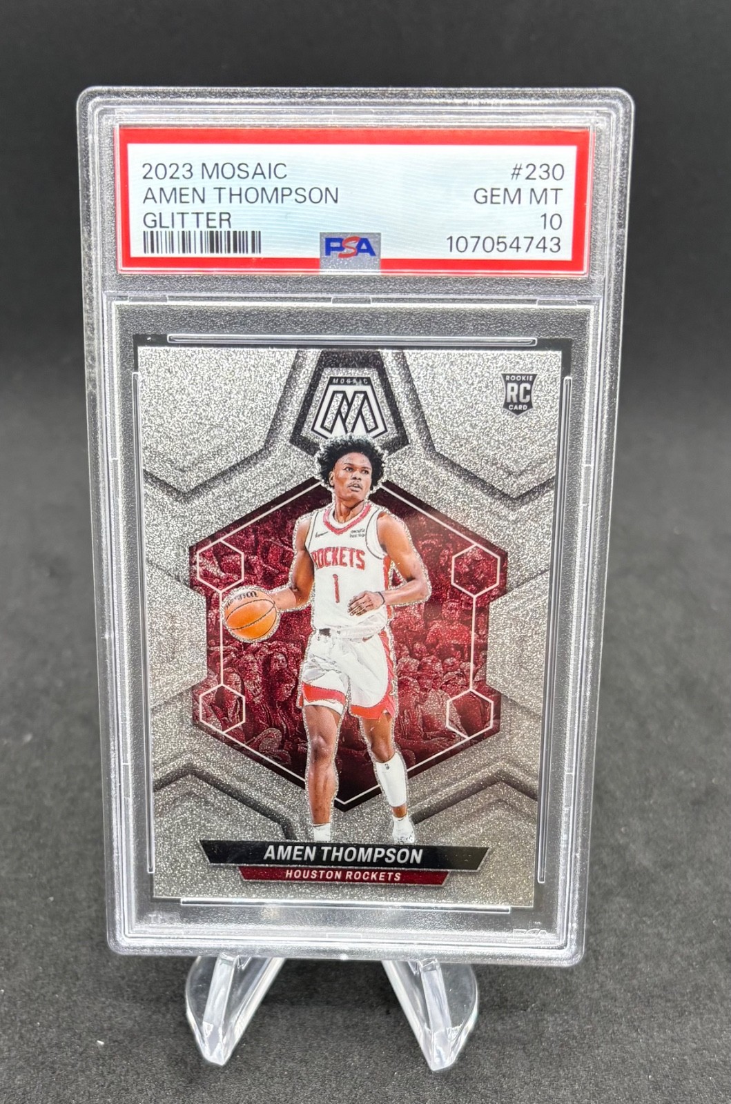 2023 Mosaic Glitter RC Amen Thompson #230 PSA 10 Houston Rockets