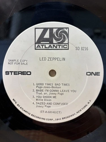 LED ZEPPELIN ~ White Label Promo ~ Atlantic SD 8216 ~ WLP 1969 ~ Classic Rock LP