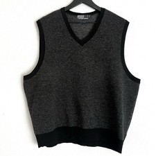 Vintage Polo Ralph Lauren Men  s Lambswool Sweater Vest Size XL Grey Black