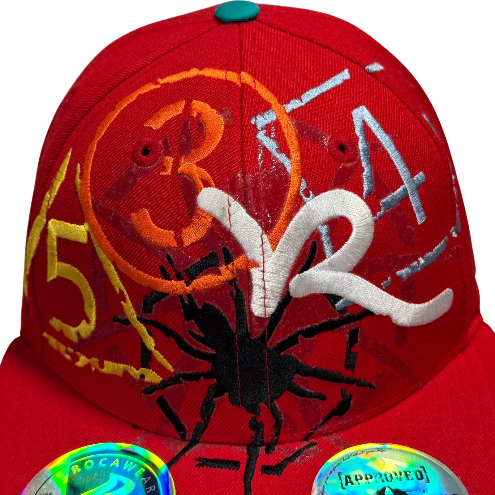 Rocawear Authentic Fitted Cap Hat Red Graffiti Sp… - image 11