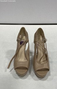 Nine West Womens Tan Ankle Strap Stiletto Platform Heel Size 6.5M