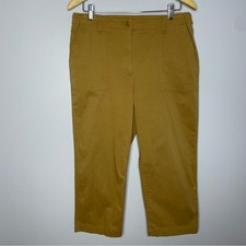 Talbots High Waist Patch Pocket Crop Pants Khaki Casual Cotton Women's 14Petite