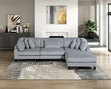 Juego de sofá seccional modular de 4 piezas para muebles de salón gris pana suave Cus