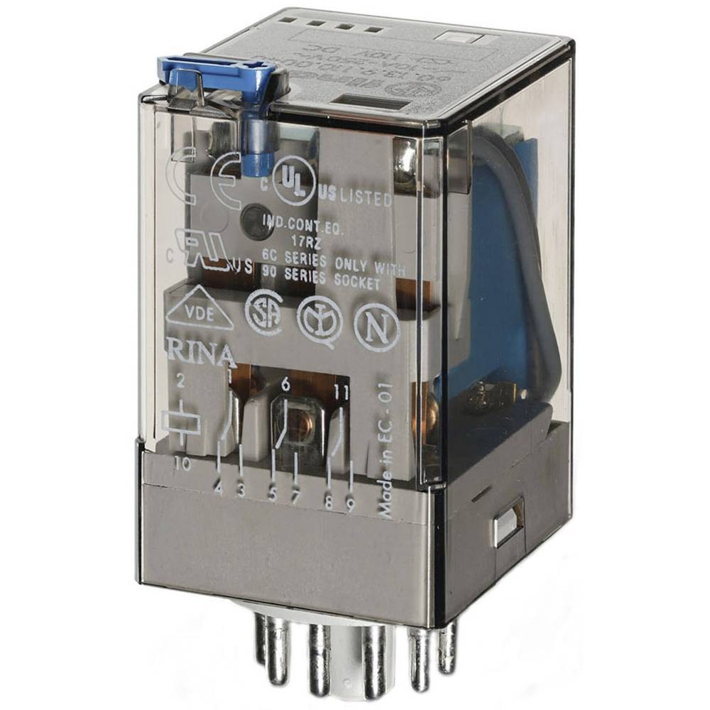 Relais de commande Finder 12VDC 10A triphasé inverseur pour automates