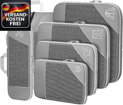 Grau Koffer Organizer Set, 6-teilig Compression Packing Cubes, Reise Organizer, 