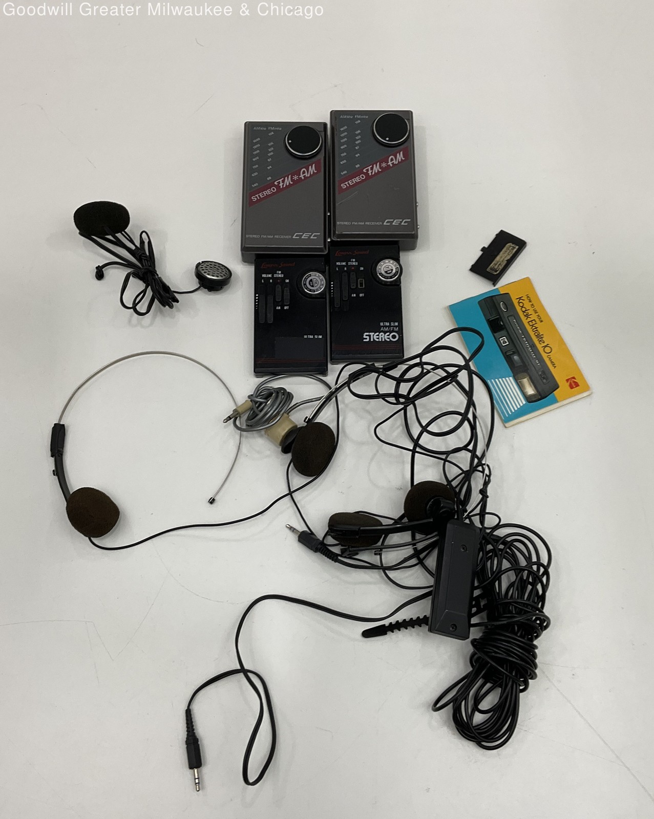 Vintage Pair of Walkman AM/FM Stereo Players w/ Headphones & Wires Untested