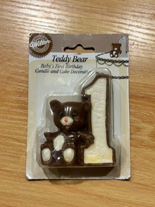 Vintage 1991 Wilton Teddy Bear First Birthday Candle New In Package Cake Decor