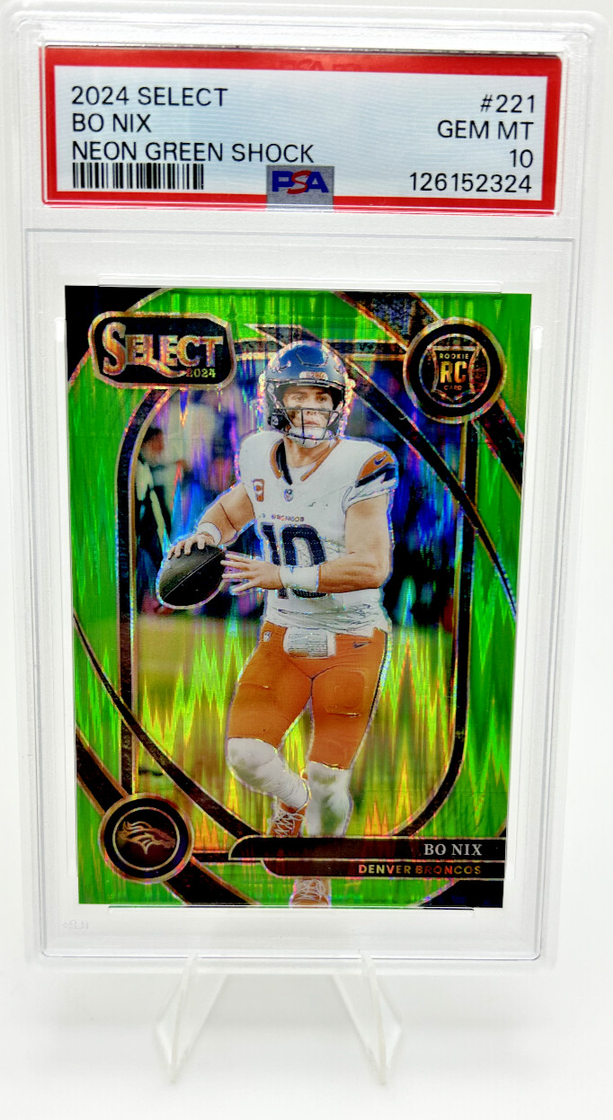 2024 PANINI SELECT NEON GREEN SHOCK #221 BO NIX ROOKIE RC /499 PSA 10