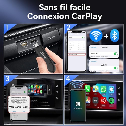 Carlinkit Adaptateur CarPlay sans Fil Mini SE USB pour Voiture - Photo 3/8