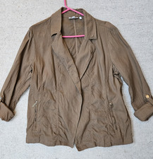 Chico's Linen Blend Open Jacket Blazer Brown 2.5 14 XL from 2023 Casual Office