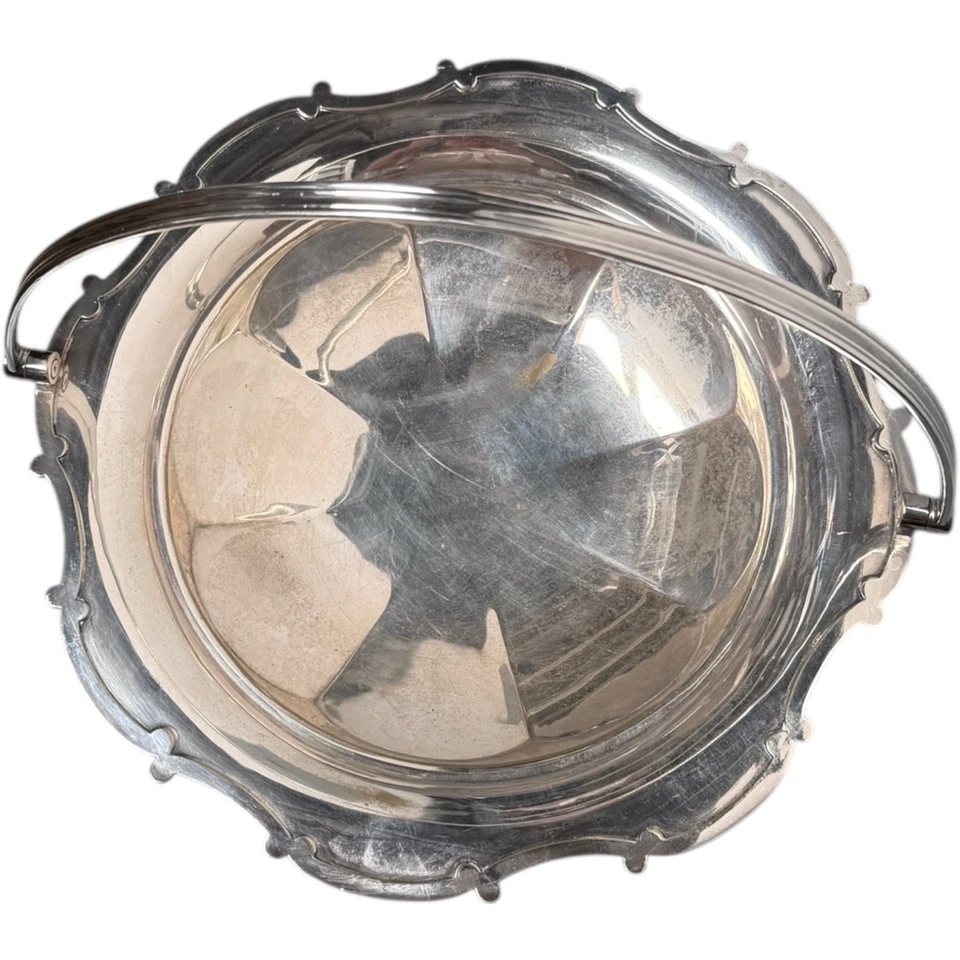 复古 Mappin & Webb 伦敦银盘篮子碗镶板桶摆动手柄 — 第 4/4 张图片