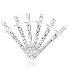 KEARING 6 Inch 15 cm Pocket Ruler Stainless Steel with Detachable Clips Clear 