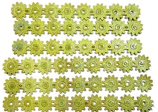 Green Flowers Glitter White Dots Around Center  K&Company 6 pc approximately