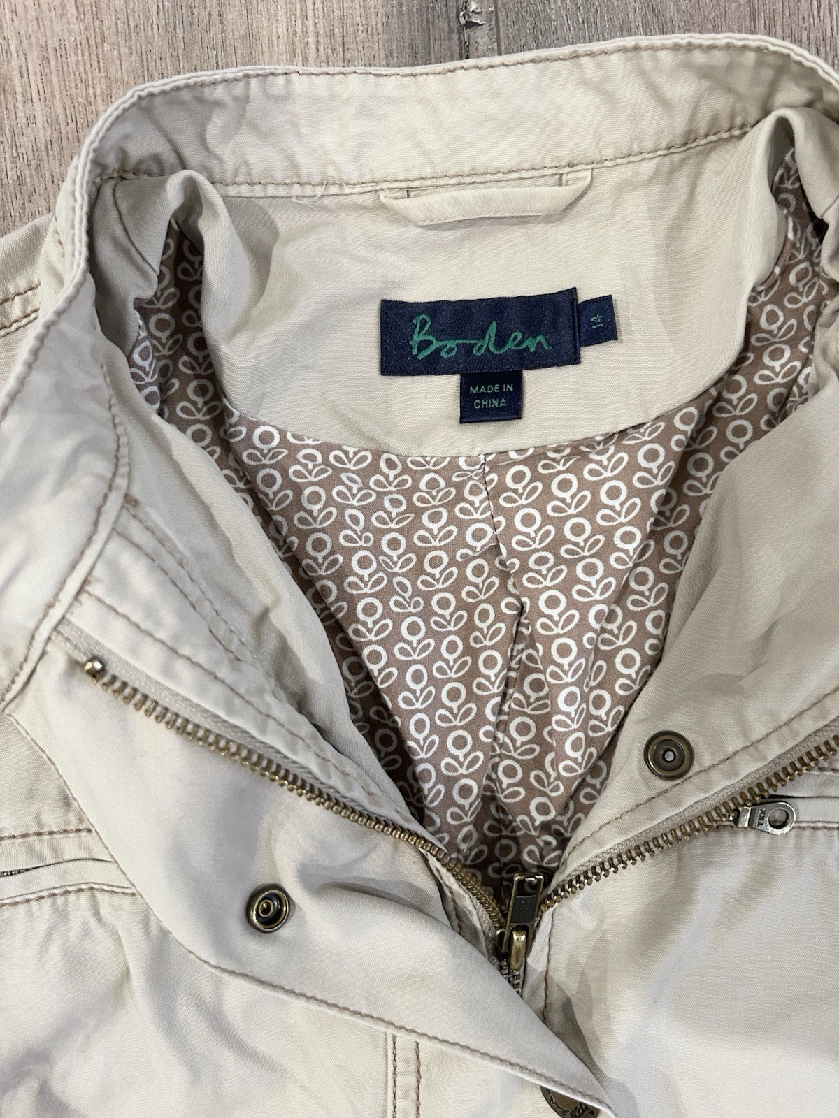 Boden Women's Beige Basic Jacket Button Zip Elbow… - image 4