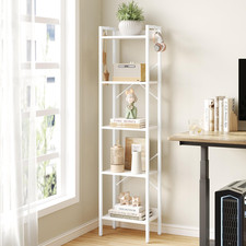 Hzuaneri Bookshelf Book Shelf Industrial Bookcase 2 Hooks Coner Shelf Storage