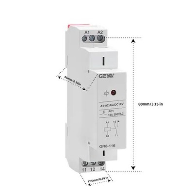 Auxiliary Relay Intermediate Relay 16A 1SPDT RELAYS Din Rail GR8-116 AC/DC12V
