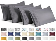 Pillow Cases Standard Size Set of 4, Ultra Soft 1800TC Hotel Quality Double B...