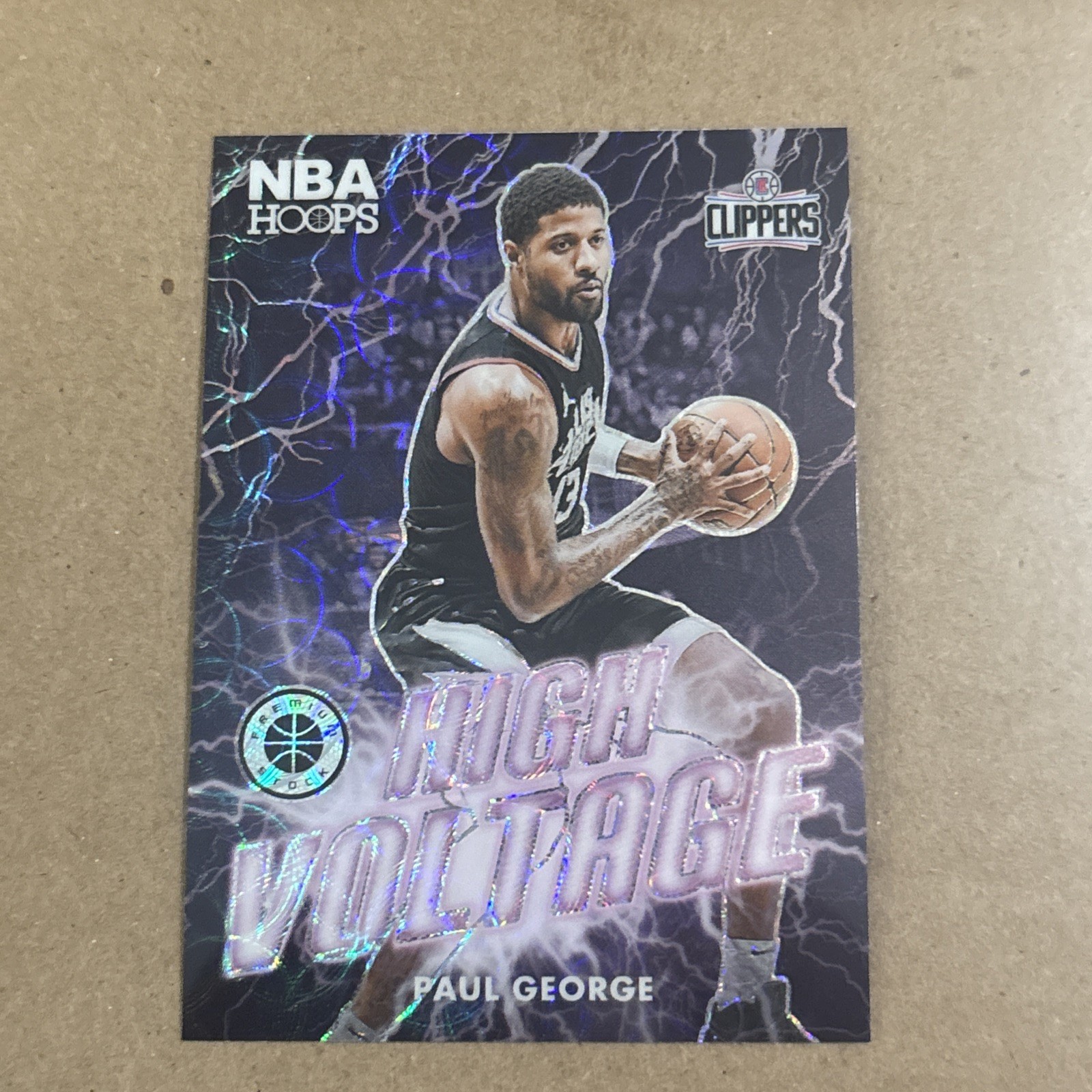 2023-2024 NBA Hoops Premium Stock Paul George Prizm High Voltage SSP CLIPPERS