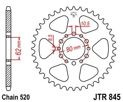 Kit de piñones delanteros y traseros para piñones YAMAHA YZ125 D 77 JT Foto 4 de 4