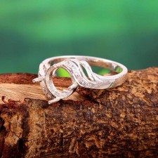 Silver 8 mm Round Semi Mount Ring Silver 8 mm Round Ring Blanks Engagement Ring