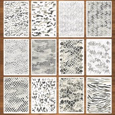 12 Pcs Camo Print Stencils, Large Camouflage Stencils for Spray Paint Reusabl...