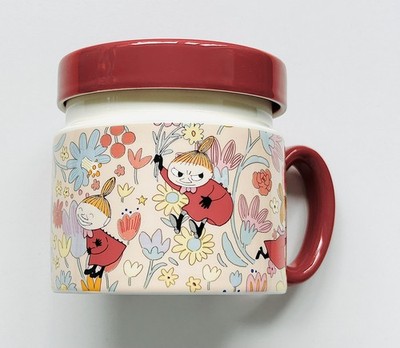Lizenziertes Mumin Little My in Blumenfeld Porzellan 380 ml gelber Becher & roter Deckel