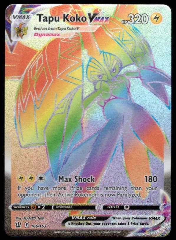Tapu Koko VMAX (Secret) 166/163 Swsh05: Battle Styles Holo