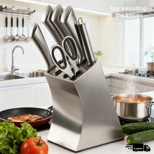 Stainless Steel Knife Holder Block Set, Kitchen Tool Storage Rack, Scissor Slot