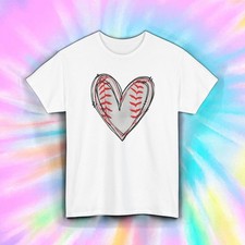 Baseball Heart T-Shirt Cute Softball Sports Mom Fan Love Graphic Tee S-5XL