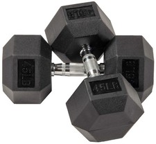 BalanceFrom Rubber Encased Hex Dumbbells, 45 lbs Pair
