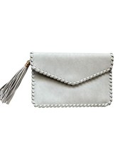 Moda Luxe Light Blue Gray Envelope Clutch wit...