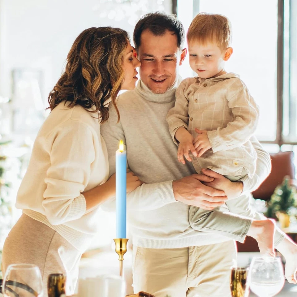 KSWING Upgraded Real Wax LED Flameless Light Blue Taper Candles with Remote, ... - Image 4 of 4