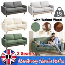 Modern 3 Seater Corduroy Sofa Jumbo Cord Sofa Couch Seats With Solid Wood Legs