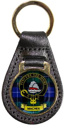 Leder Schlüsselanhänger schottische Familie Clan Wappen MacNeil Made in Scotland
