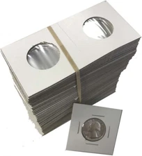 Quarter Size 2x2 Coin Cardboard Mylar Flips Holder Bundle of 100 Cowen's US Best