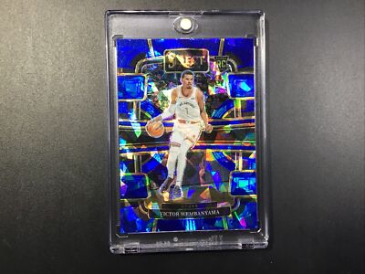 2023-24 Panini Select Victor Wembanyama Blue Cracked Ice Prizm #87 