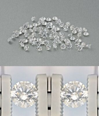 5 Ct 1.4 mm 380 Pcs VVS1/VVS2 DEF Grade Round Cut Loose Diamond Lot AC-110