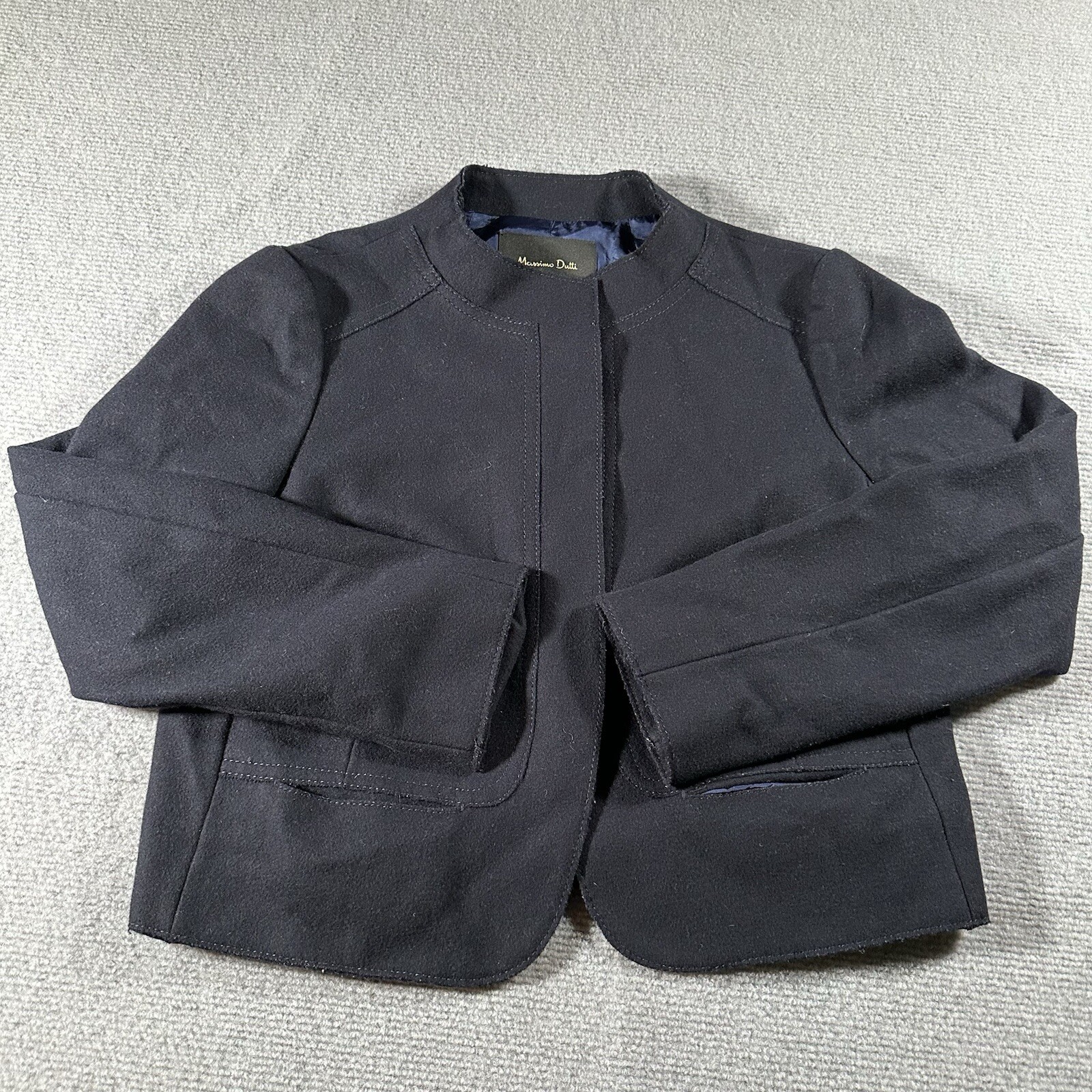 Massimo Dutti Womens Wool Jacket Button Pockets Italian Fabric Size 8 Medium thumbnail 2