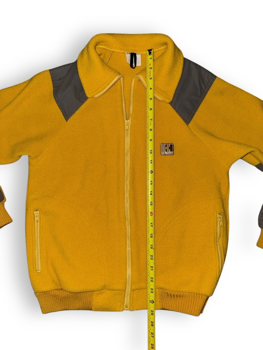 Vtg Rare 70s 80s HELLY HANSEN Full-Zip Fleece Jacket Yellow Men's