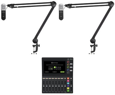 Mackie DLZ Creator Digital Mixer 4 Recording Podcasting Streaming+Mics+Boom Arms