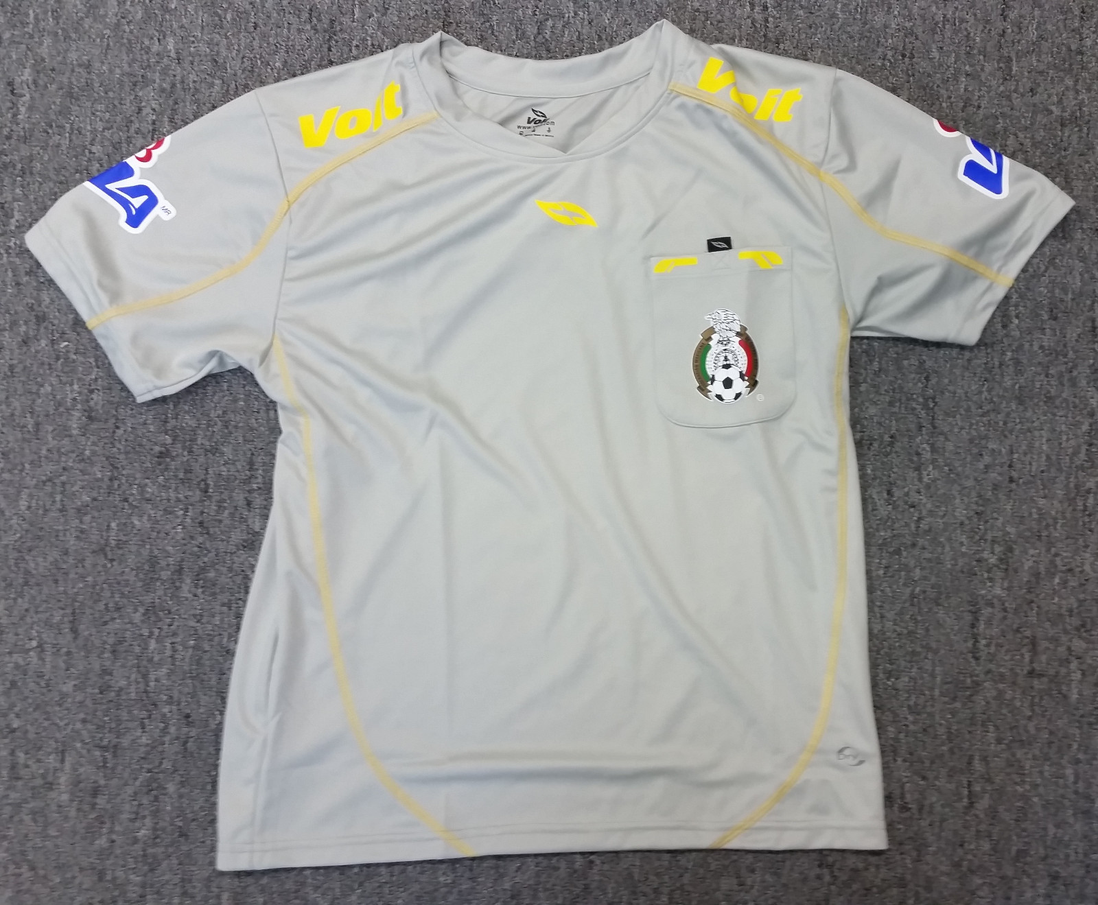 Voit Official FMF Mexico Soccer Referee Jersey Arbitro Shirt Gray