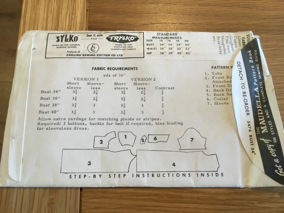 1960’s  MAUDELLA SEWING PATTERN 5474 dress size 14 bust 34 PRE CUT FREE  P&P - Image 2 of 4