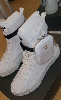 NEW Prada Shoes Boots Bootie Combat White Women