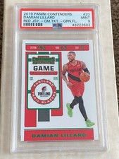2019 Panini Contenders Game Ticket Green Foil #20 DAMIAN LILLARD Red Jsy - PSA 9