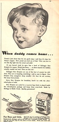 VINTAGE 1932 KELLOG'S RICE KRISPIES CEREAL PRINT AD