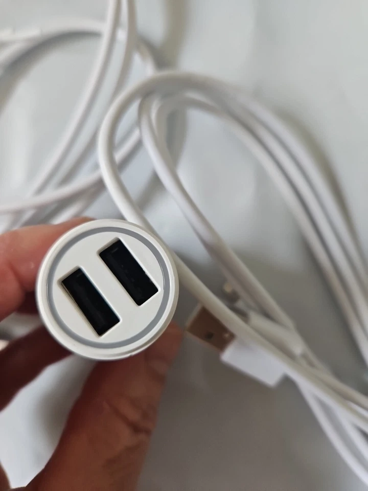 2x USB Data Fast Charger Cable Cords For Apple iPhone with Car Charger White - Image 4 of 4