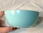 Vintage MCM Hazel Atlas Milk Glass Turquoise Berry, Cereal Bowl 5"