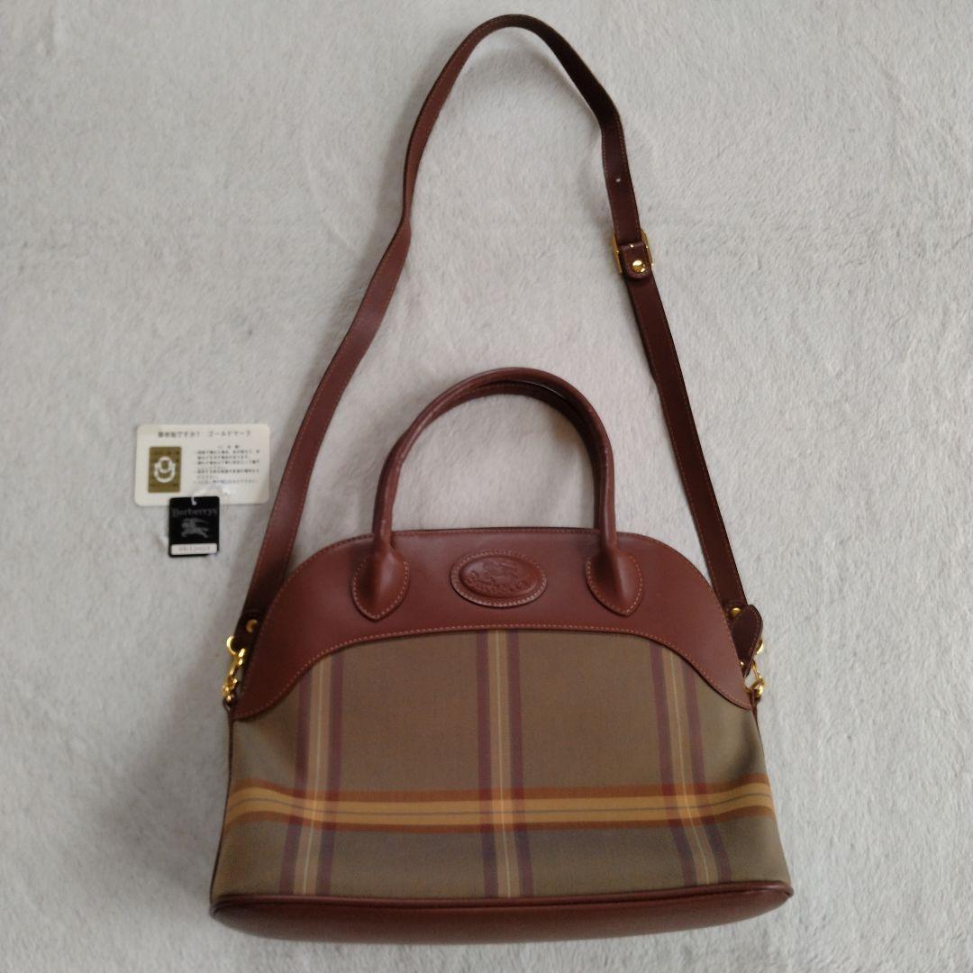 Burberry Shoulder Bag Nova Check PVC Brown Authentic F10251686