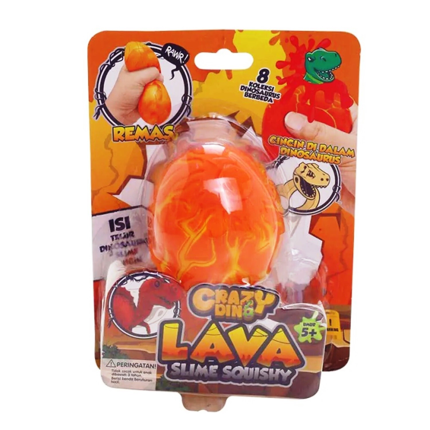 CRAZY DINO LAVA SLIME SQUISHY SQUEEZE RING INSIDE 8 DINOSAUR TO COLLECT RAWR TOY